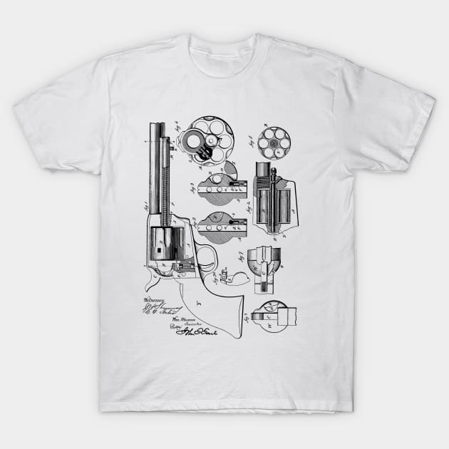 Revolving Firearm Vintage Patent Hand Drawing T-Shirt by TheYoungDesigns